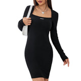 Women Dress Fall/Winter Slim Sheath Long Sleeve Knitted Party Dress