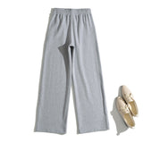 Women Sweatpants Gray Wide-Leg Pants Autumn Sports Casual Straight-Leg Sweatpants
