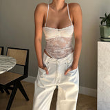 Women Tops Spring Slim-Fitting Sexy Suspenders Lace Top