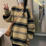 Women Knitwear Autumn and Winter Striped round Neck Sweater Sweater