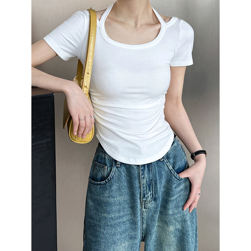 Women's T-shirt Short-Sleeved T-shirt Women's Slim Fit Backless Bottoming Shirt