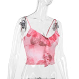 Women Tops Jf24072 Summer Slim Fit Vest Mesh Camisole Top