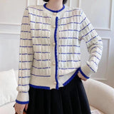 Women Knitwear Autumn and Winter Striped Sweater Loose Knitted Cardigan