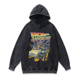 Men Hoodie Vintage Oil Painting Print Distressed Hooded Sweater