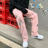 Men Jeans Splash-Ink Jeans Men's Autumn Baggy Straight Trousers Casual Trousers