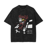 Washed retro cotton t-shirt Sauron printed washed old short-sleeved t-shirt