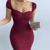 Women Dresse Sheath Skirt Short Sleeve