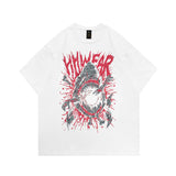 Men T Shirt Vintage Rap Character Printed Washed Short Sleeve T-shirt