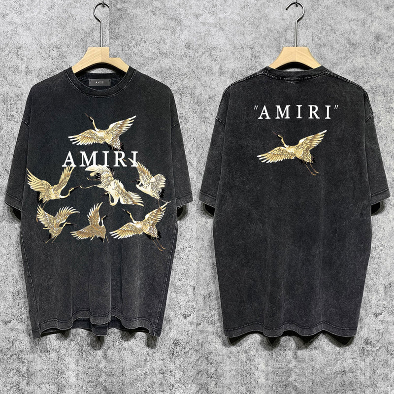 Amiri T-shirt Washed and Worn Retro Short Sleeve T-shirt