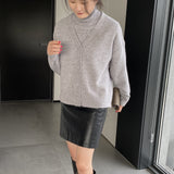 Women Knitted Two-Piece Set Turtleneck Vest Cardigan Knitted Two-Piece X3050