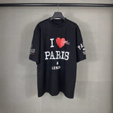 Men T-shirts Paris I Love Art Print Short Sleeve T-Shirt Loose Casual