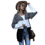Women Knitted Sweater Fall/Winter Long Sleeve Color Matching Loose Casual Women's Cardigan Sweater Coat