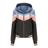 Women Trench Coat Women's Thin Trench Coat Women's Spring and Autumn Hooded Jacket Women's Outdoor Raincoat Color Matching Drawstring Coat