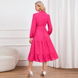 Women Date Dress Stand-up Collar Bowknot Dress Autumn and Winter