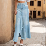 Women Dresses Denim Skirt Spring Retro Hip-Wrapped Long Skirt (Qymy0409)