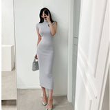 Women Dresses Turtleneck Sleeveless Dress Summer and Autumn Sexy
