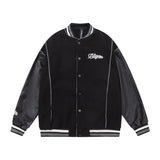 Unisex Jacket Autumn Pu Stitching Rugby Jacket