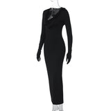 Women Dresses Winter Sexy V-neck Hooded Slim Fit Long Sleeve Dress