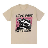 Funny Raccoon Live Fast Eat Trash Graphic T Shirt Unisex
