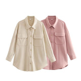 Women Jacket Autumn Loose Lapel Long Sleeves Shirt