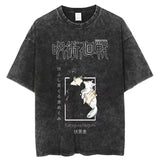 2024Japan Anime Print Oversize Cotton Mens Vintage TShirt