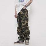 Men Sweatpants Multi-Pocket Camouflage Cargo Pants Hip Hop Loose Straight-Leg Pants