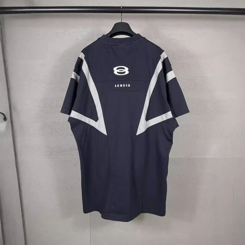 Men T-shirts Balen Paris Embroidery Splicing Washed Short Sleeves