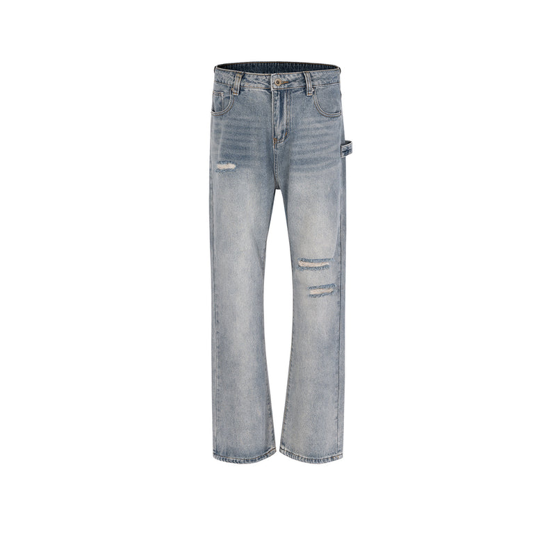 MIJKO Men's Vintage Pants MIJKO Men's Women's Washing Water Old Ripped Jeans
