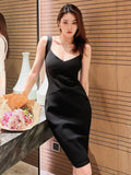 Women's Evening Dress Little Black Dress with Suspenders Gown