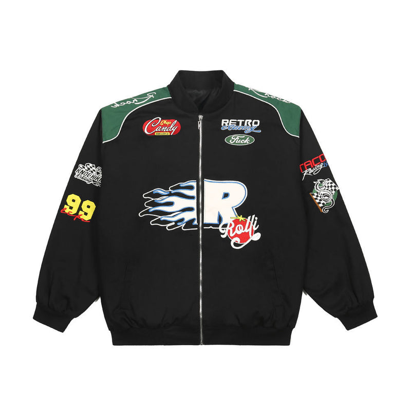 Men Jacket Coat Letter Jacket Men Loose Color Blocking Baseball Uniform Coat