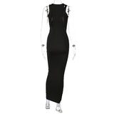 Women Dresses Summer Hollow Slim round Neck Sleeveless Dress