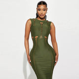 Women Dresses Summer Hollow Slim round Neck Sleeveless Dress