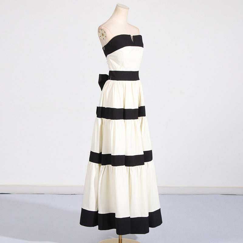 Women Dresses Spring Striped Bow Dress (Qymy0409)