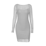 Women Dresses Mesh Camisole Two-Piece Set Sexy Skirt