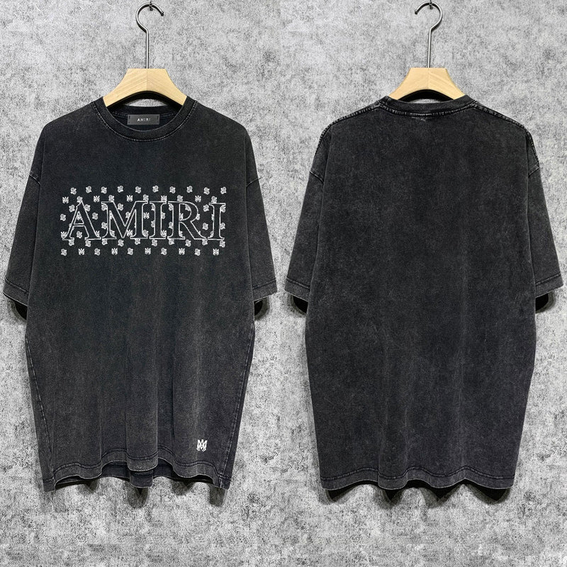 Amiri T Shirts Washed and Worn Retro Short Sleeve T-shirt