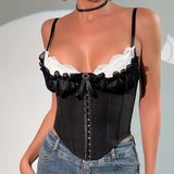Women Party Tops Sexy Mesh Lace Top with Narrow Straps