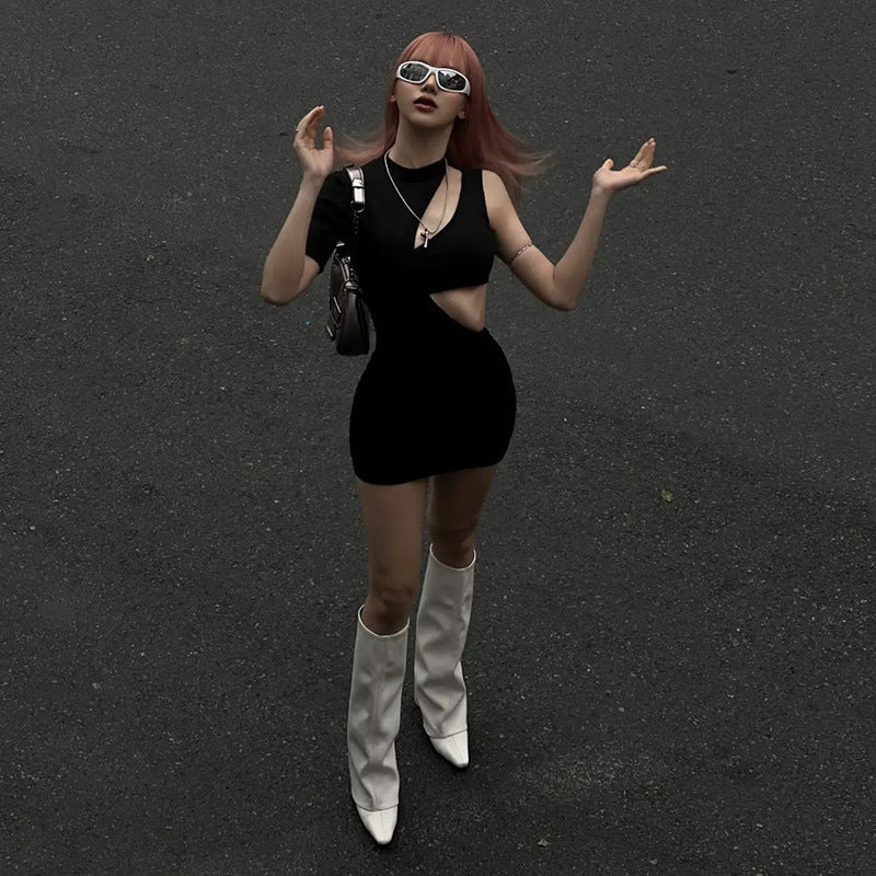 Women Dresses Knitted Hollow Sheath Skirt Autumn Sexy Dress