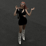 Women Dresses Knitted Hollow Sheath Skirt Autumn Sexy Dress