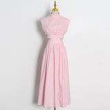 Women Dresses Long Dress Summer Stand Collar Dress (Qymy0409)