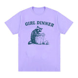 Girl Dinner Funny Cute Raccoon Graphics Tee Shirt for Men