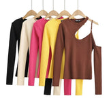 Women Sweater Knitwear Autumn Sexy Halter Shoulder-Baring Sweater