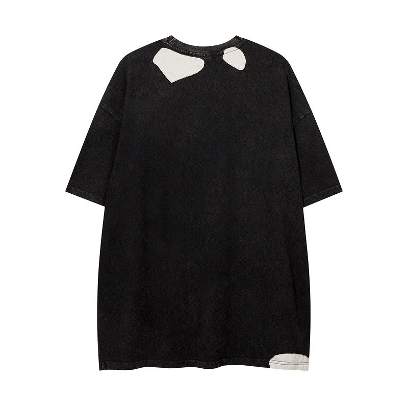 Men T Shirt Washed and Worn T-shirt Men and Women