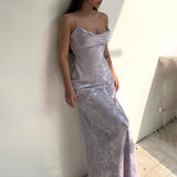 Women Dresses Summer Slim Fit Long Dress Satin Suspender Skirt