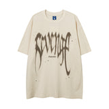 Men T Shirt Graffiti Washed and Worn Short Sleeve T-shirt