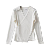 Women Sweater Knitwear Retro Cross Knitwear V-neck Lapel Sweater