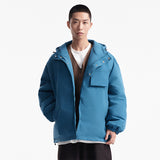 Unisex Winter Cotton Coat Patch Decoration Hooded down Jacket Retro Loose down Jacket