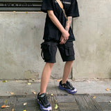 Men Shorts Vintage Zipper Multi-Pocket Cargo Pants Loose Casual Summer Shorts