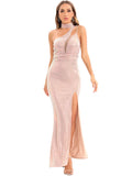 Women Evening Gown Sexy Backless Mesh Stitching Sequins Dress