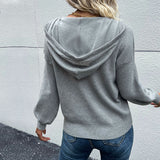 Women Knitted Sweater Autumn Long Sleeve Hooded Knitted Sweater