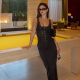 Women Dresses Summer Sexy Long Skirt Slim Vest Lace Dress (Csm202403)